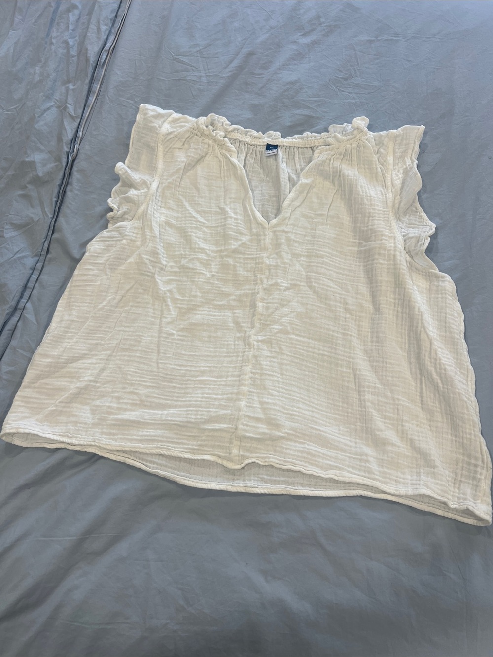 Lightweight White Women's Ruffled Sleeve Top